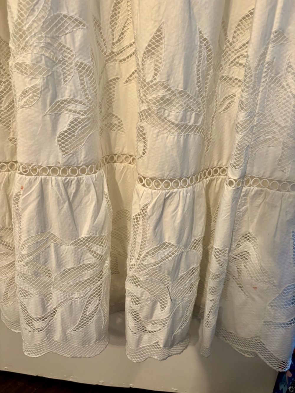 Chico's White Eyelet Embroidered Tiered Maxi Dress Size 2 Large - Picture 7 of 7